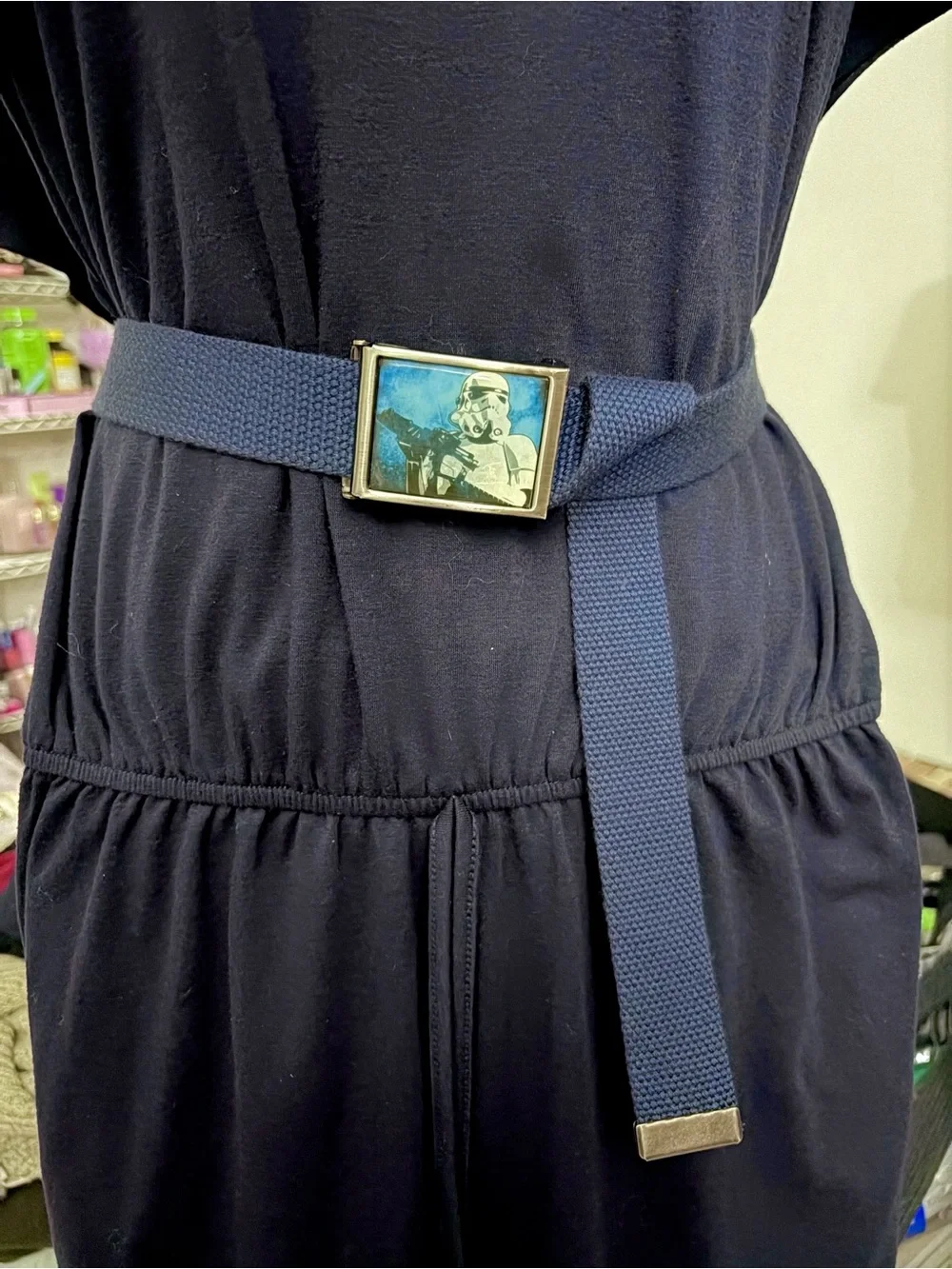Unisex Navy Blue clasp buckle belt with Stormtrooper design